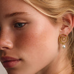 Thaleia – Spiral Pearl Earrings, Silver or Gold.