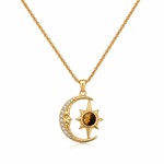 Gold Moon and Star Tiger Eye Necklace – Solune