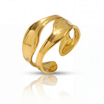 Gold Adjustable Wave Ring, Molten