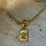 Gold Angel Medallion Necklace with Toggle Clasp