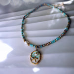 Beaded Choker Necklace with Gold Starfish Pendant