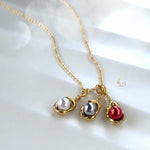 Gold Bean Pearl Charm Necklace