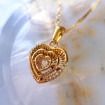 Triple Heart Layered Necklace with Cubic Zirconia