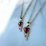 Red Enamel Heart Necklace with Cubic Zirconia