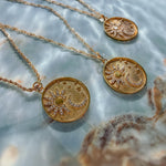 Sun and Moon Medallion Necklace with Cubic Zirconia