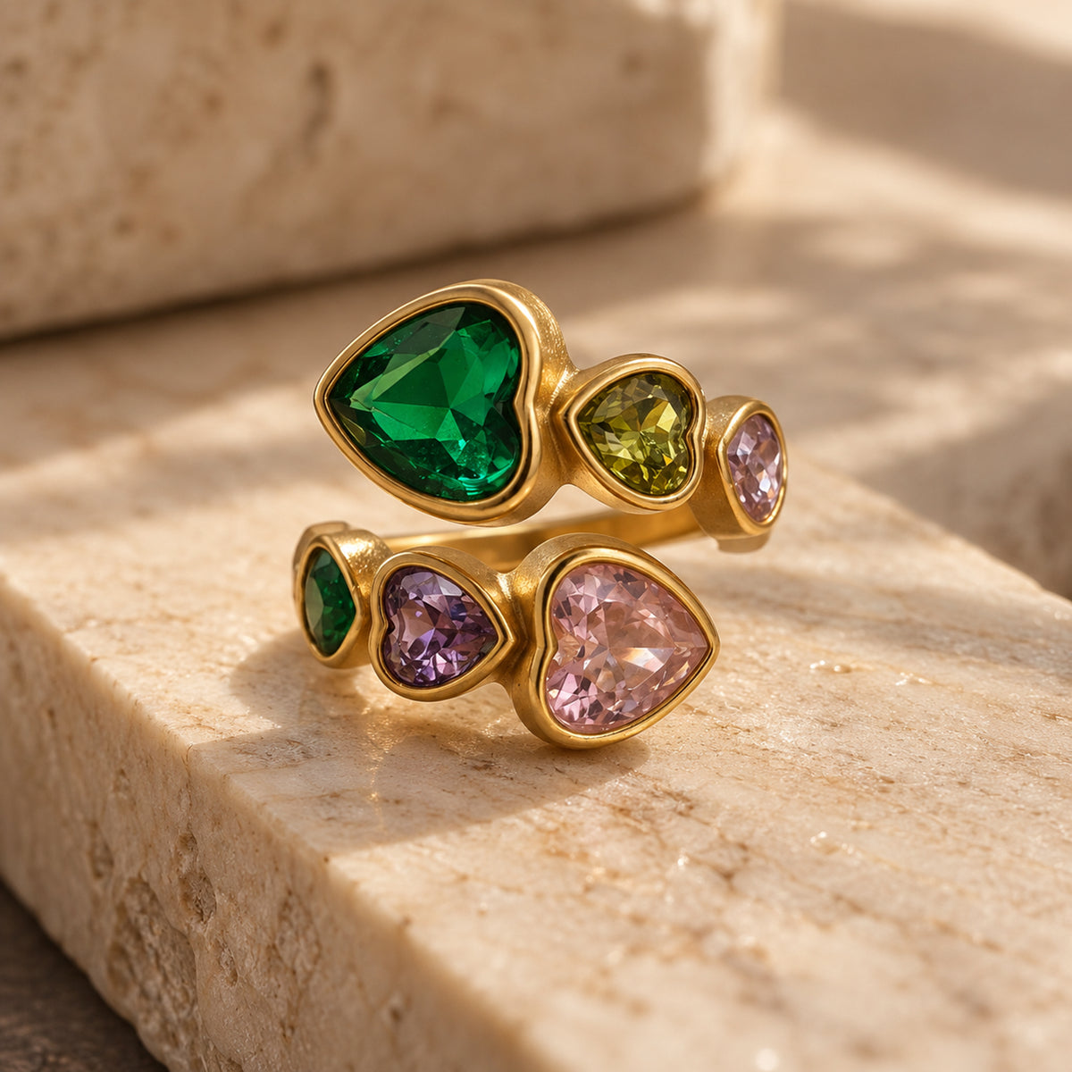 Zircon Gold Ring on the stone