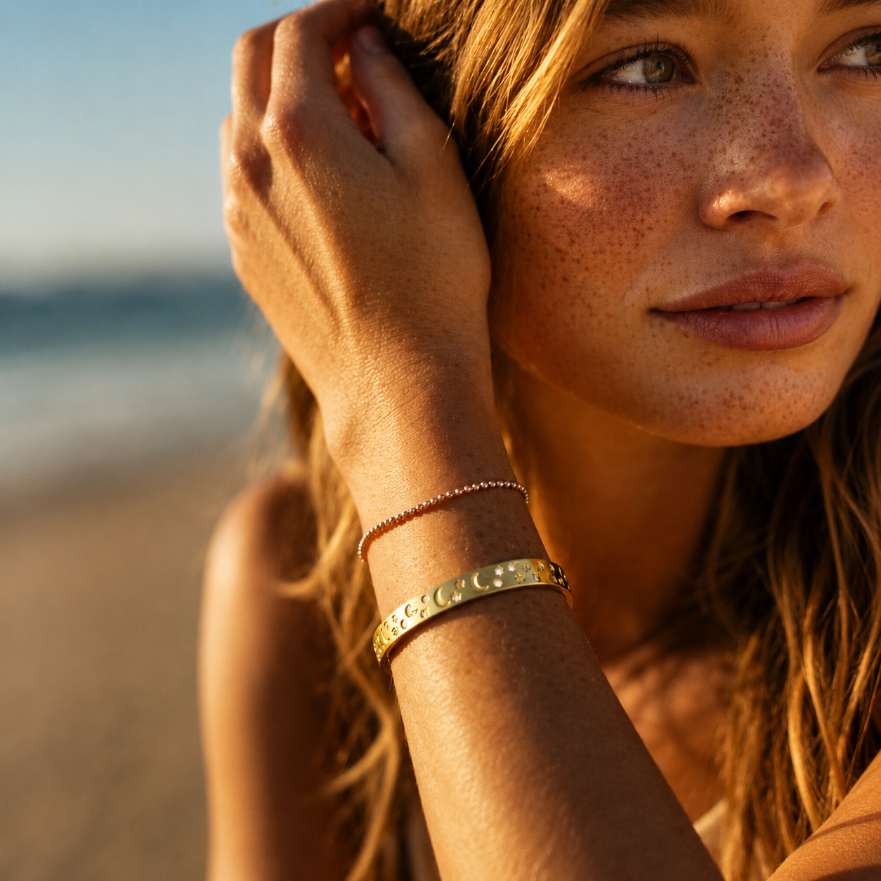 Lunara – Celestial Moon & Stars Cuff Bracelet