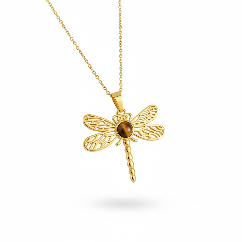 Tirayne – Tiger Eye Dragonfly Necklace