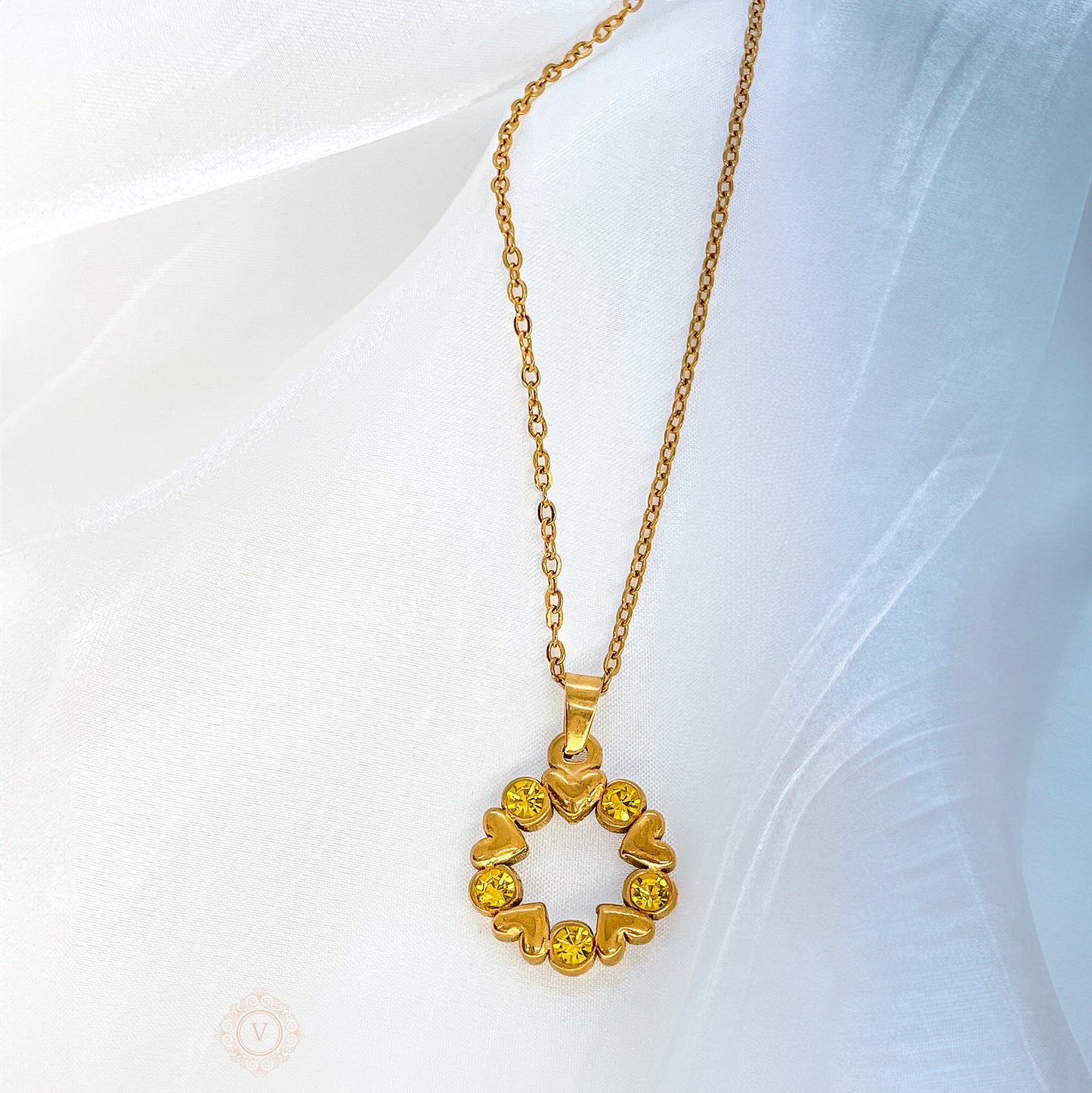 VB Alexandria 18K Gold Plated Golden Sunshine Circle Pendant.