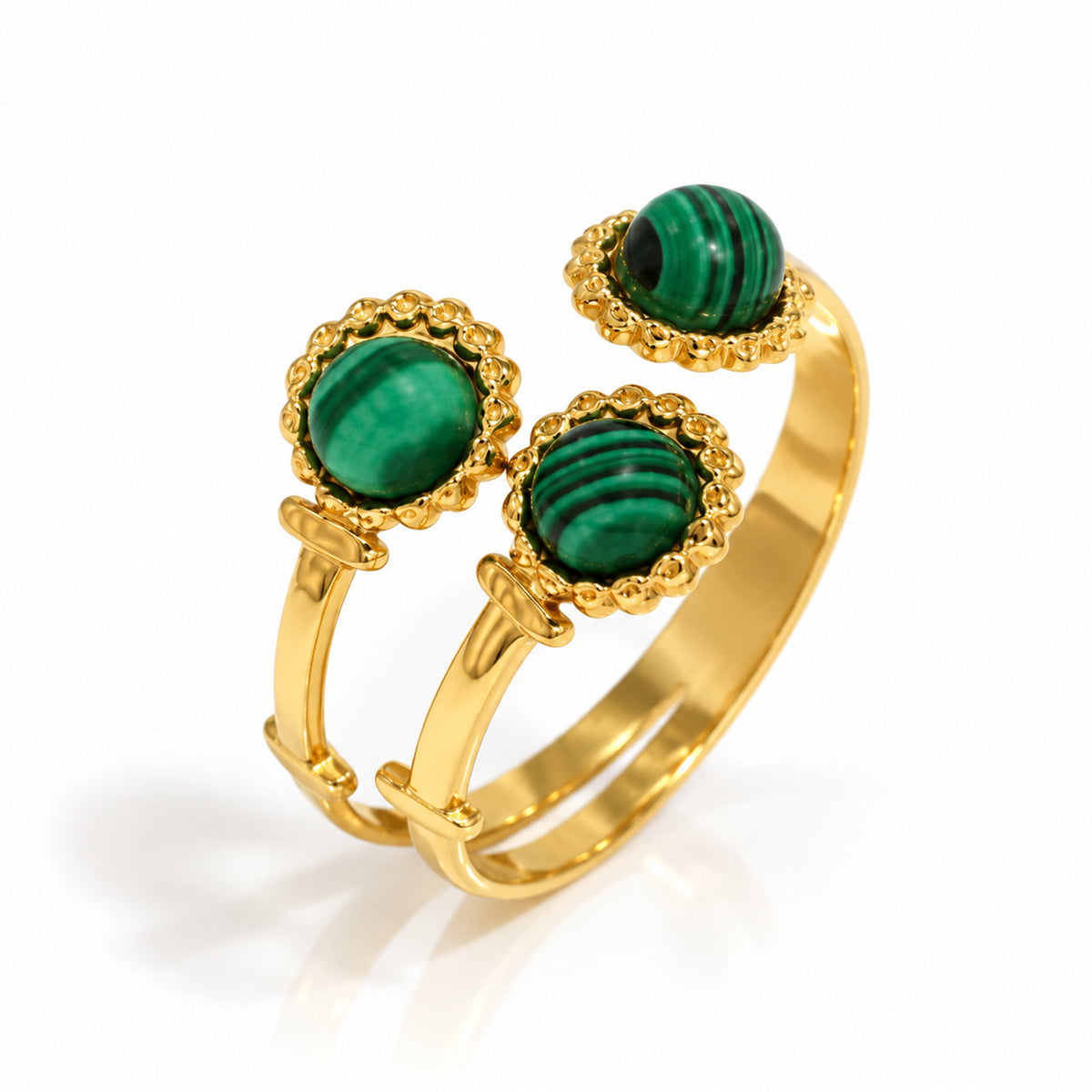 Malvera Green Stone Adjustable Gold Ring