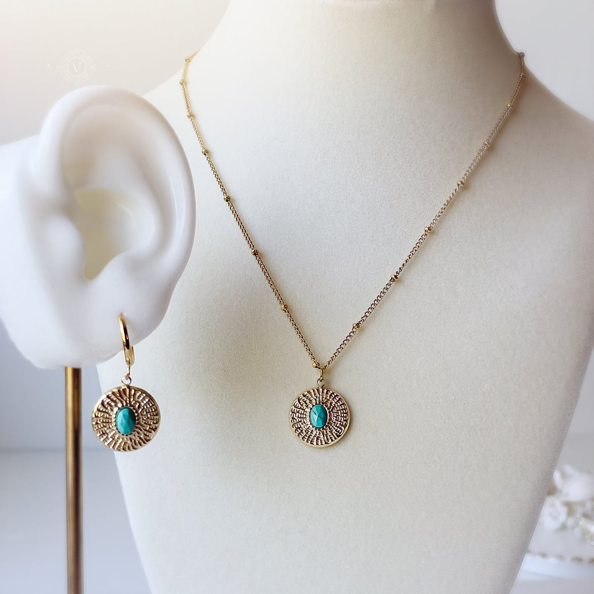 Turquoise Necklace and Earrings Set