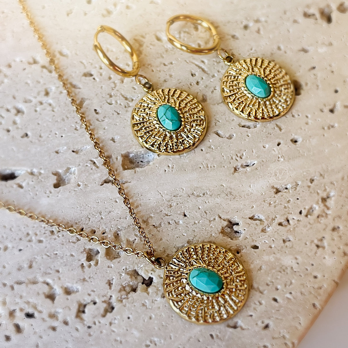 Turquoise Necklace and Earrings Set