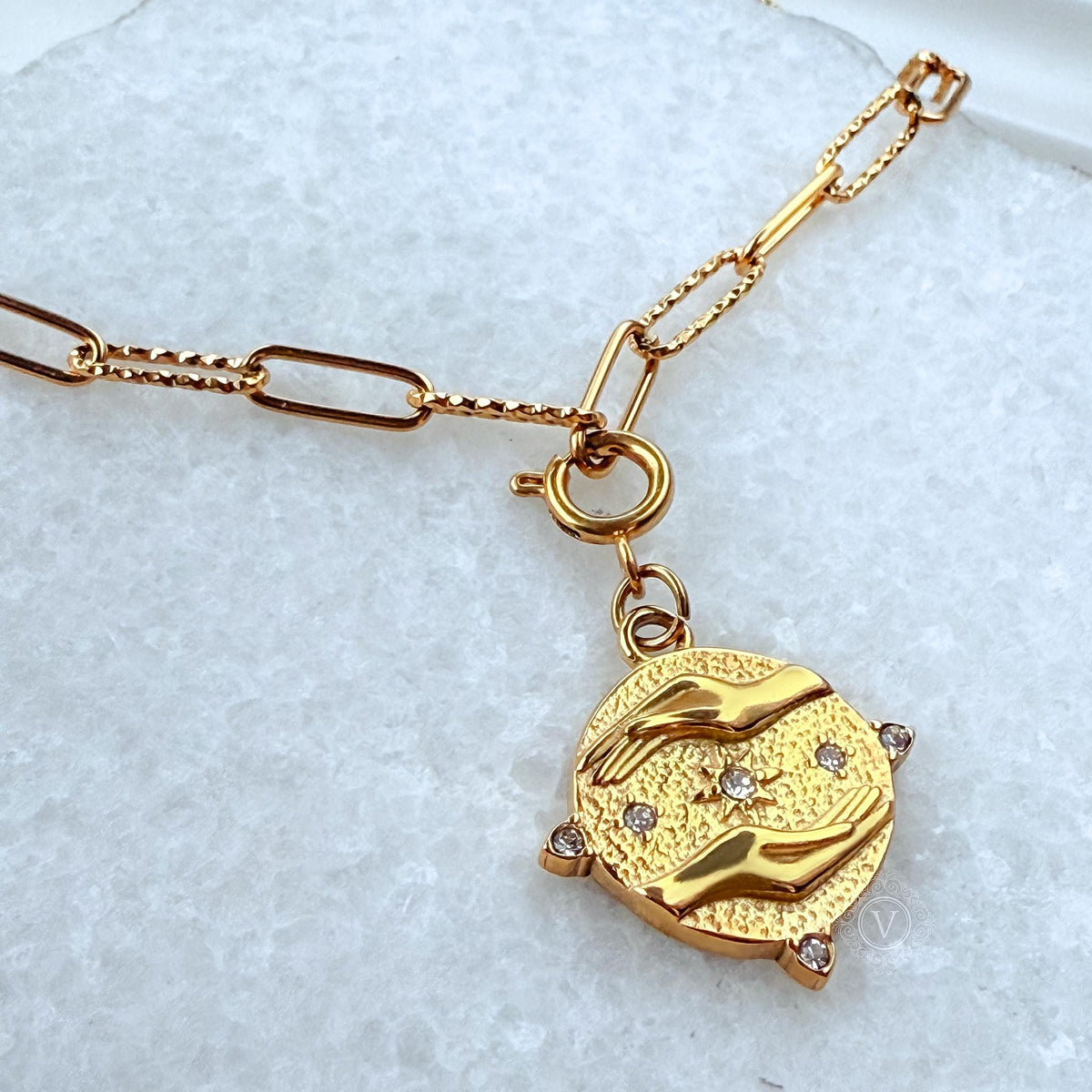 Tarot Sun and Stars Pendant Necklace