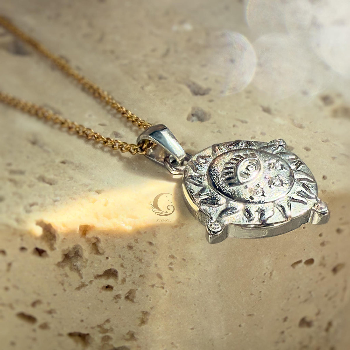 Celestial Eye Amulet Necklace with Silver Sun