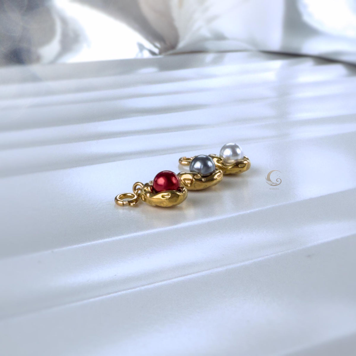 Gold Bean Pearl Charm Necklace