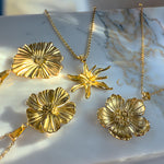 Gold Flower Pendant Necklace – Rose, Lily, Poppy or Ginkgo
