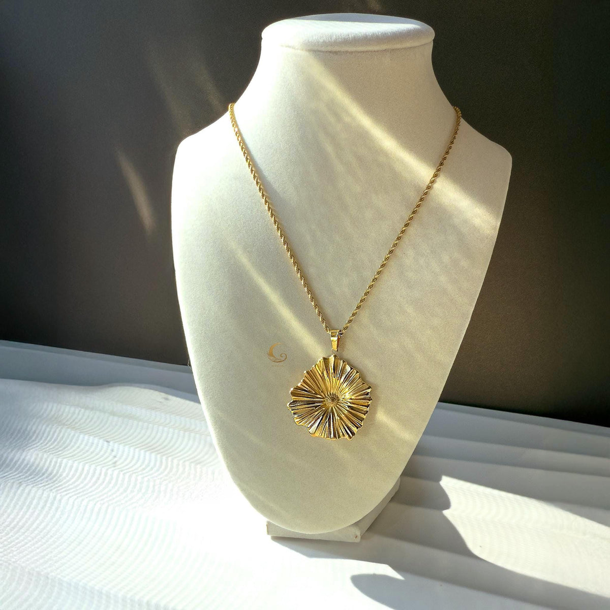 Gold Flower Pendant Necklace – Rose, Lily, Poppy or Ginkgo