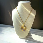 Gold Flower Pendant Necklace – Rose, Lily, Poppy or Ginkgo