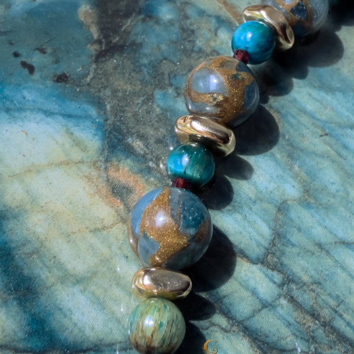 Earthy Aqua and Turquoise Beaded Choker Necklace