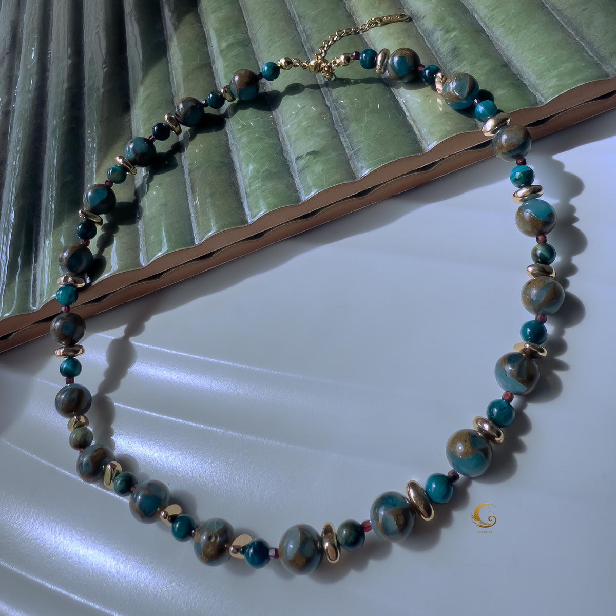 Earthy Aqua and Turquoise Beaded Choker Necklace
