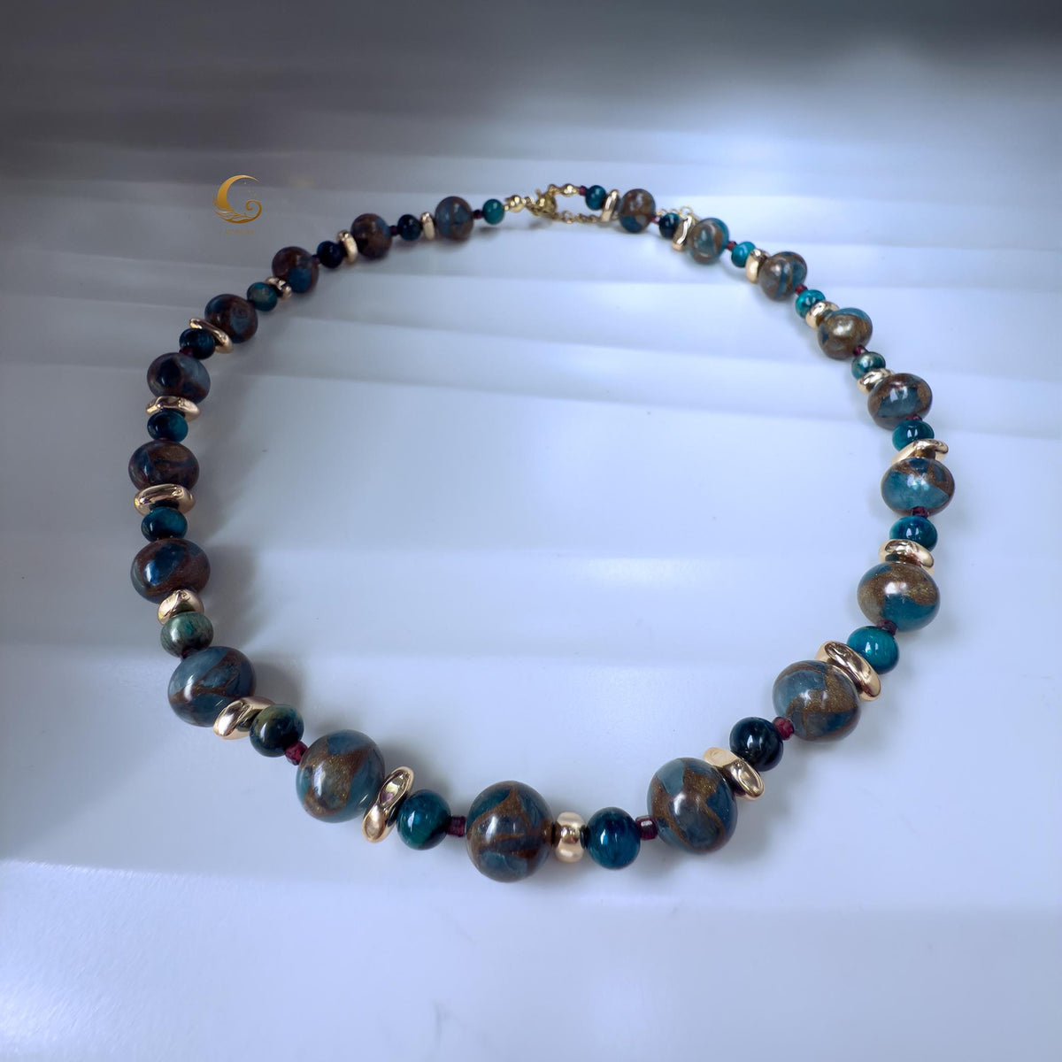 Earthy Aqua and Turquoise Beaded Choker Necklace