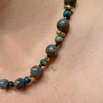 Earthy Aqua and Turquoise Beaded Choker Necklace