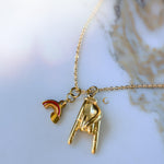 I Love You Sign Language and Rainbow Charm Necklace