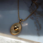 Sunburst 3D Heart Medallion Necklace
