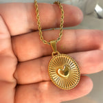 Sunburst 3D Heart Medallion Necklace
