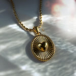 Sunburst 3D Heart Medallion Necklace