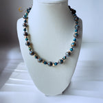 Earthy Aqua and Turquoise Beaded Choker Necklace