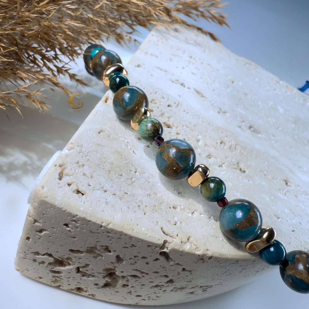 Earthy Aqua and Turquoise Beaded Choker Necklace