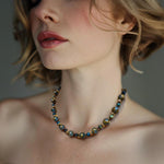 Earthy Aqua and Turquoise Beaded Choker Necklace