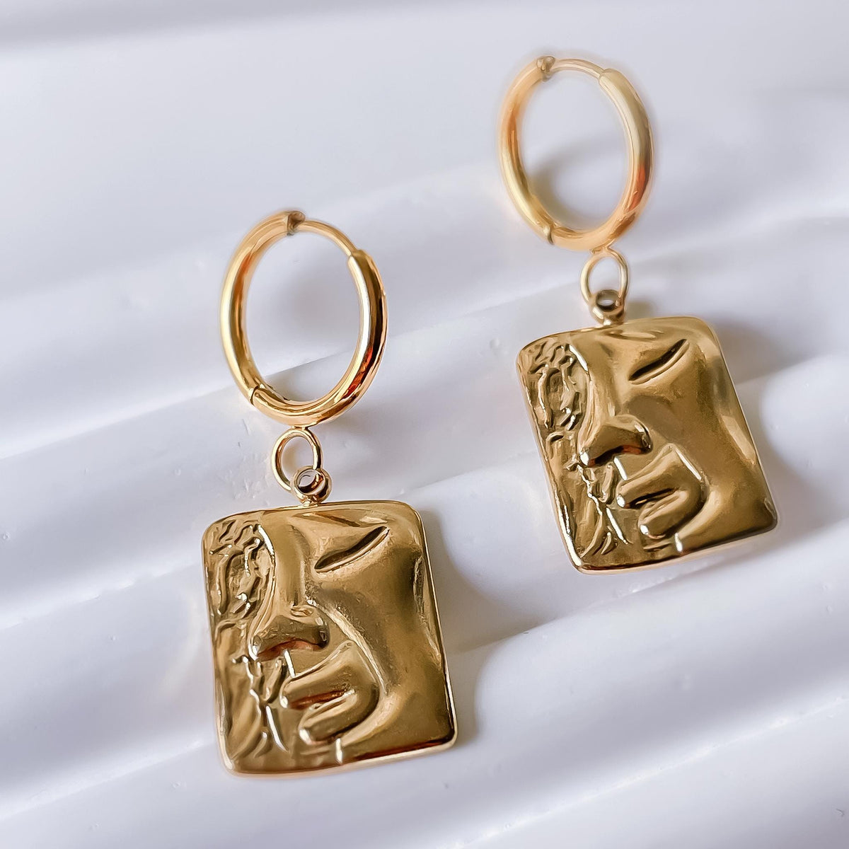 Abstract Gold Face Earrings
