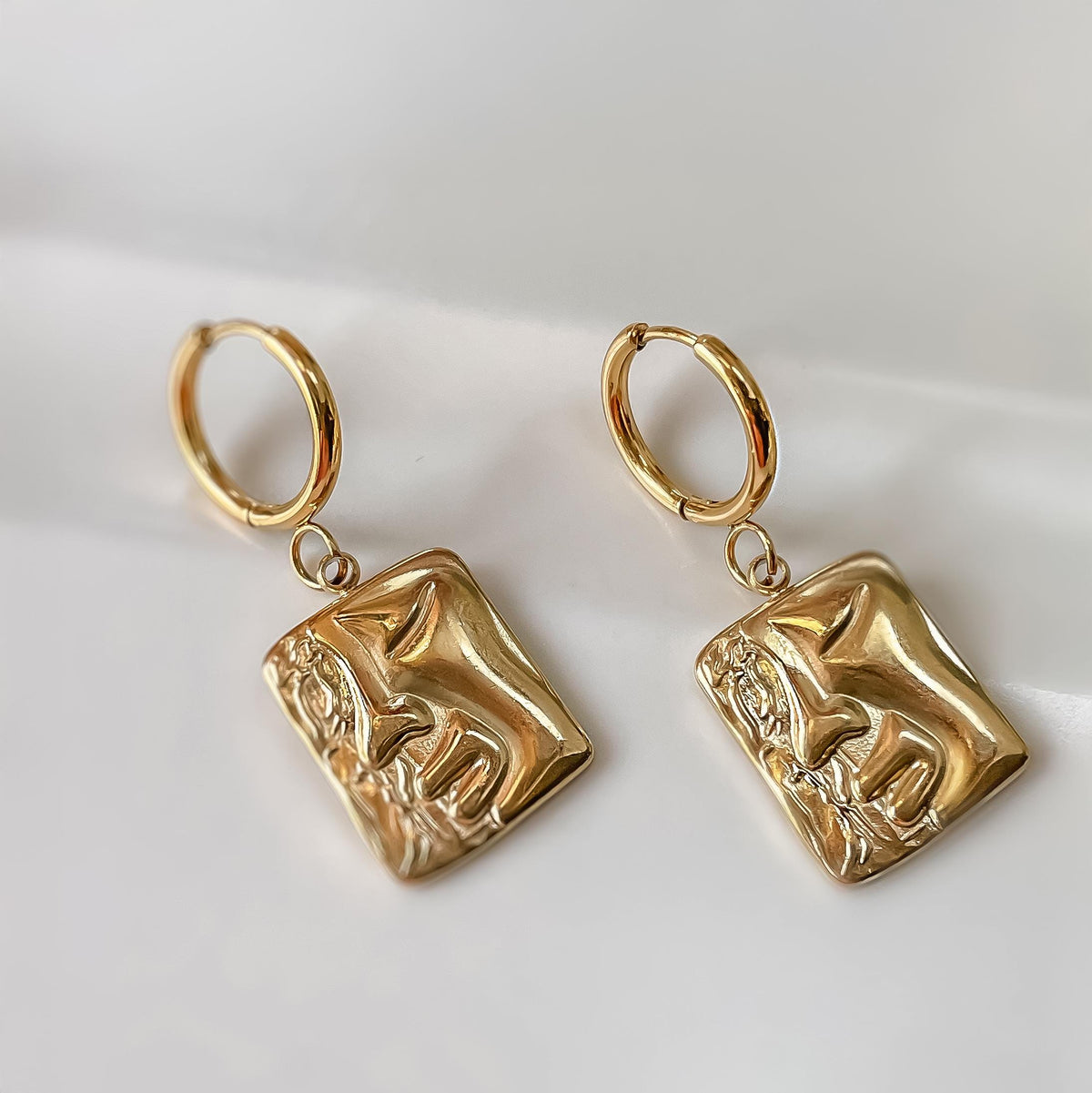 Abstract Gold Face Earrings