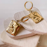 Abstract Gold Face Earrings