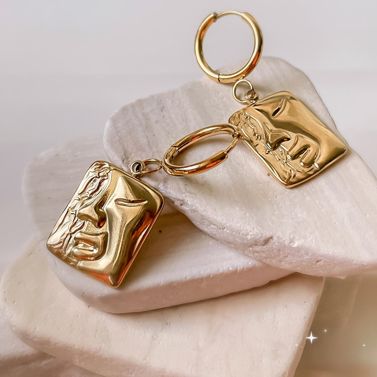 Abstract Gold Face Earrings