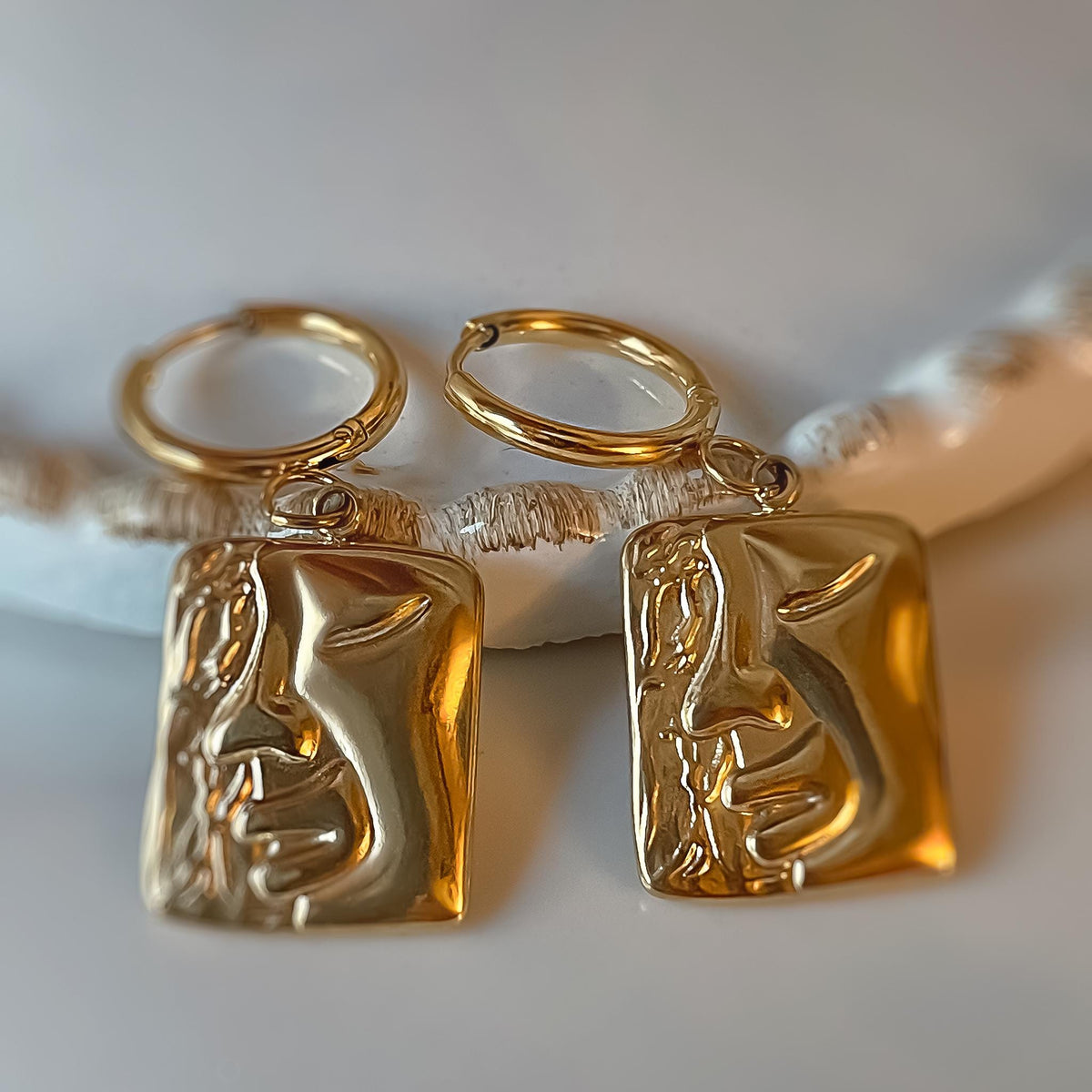 Abstract Gold Face Earrings