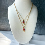 Red Enamel Heart Necklace with Cubic Zirconia