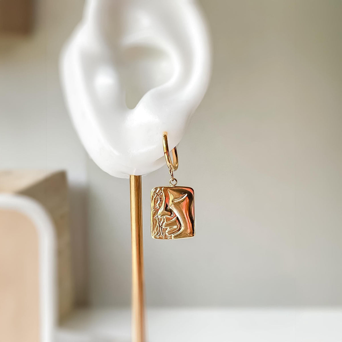 Abstract Gold Face Earrings