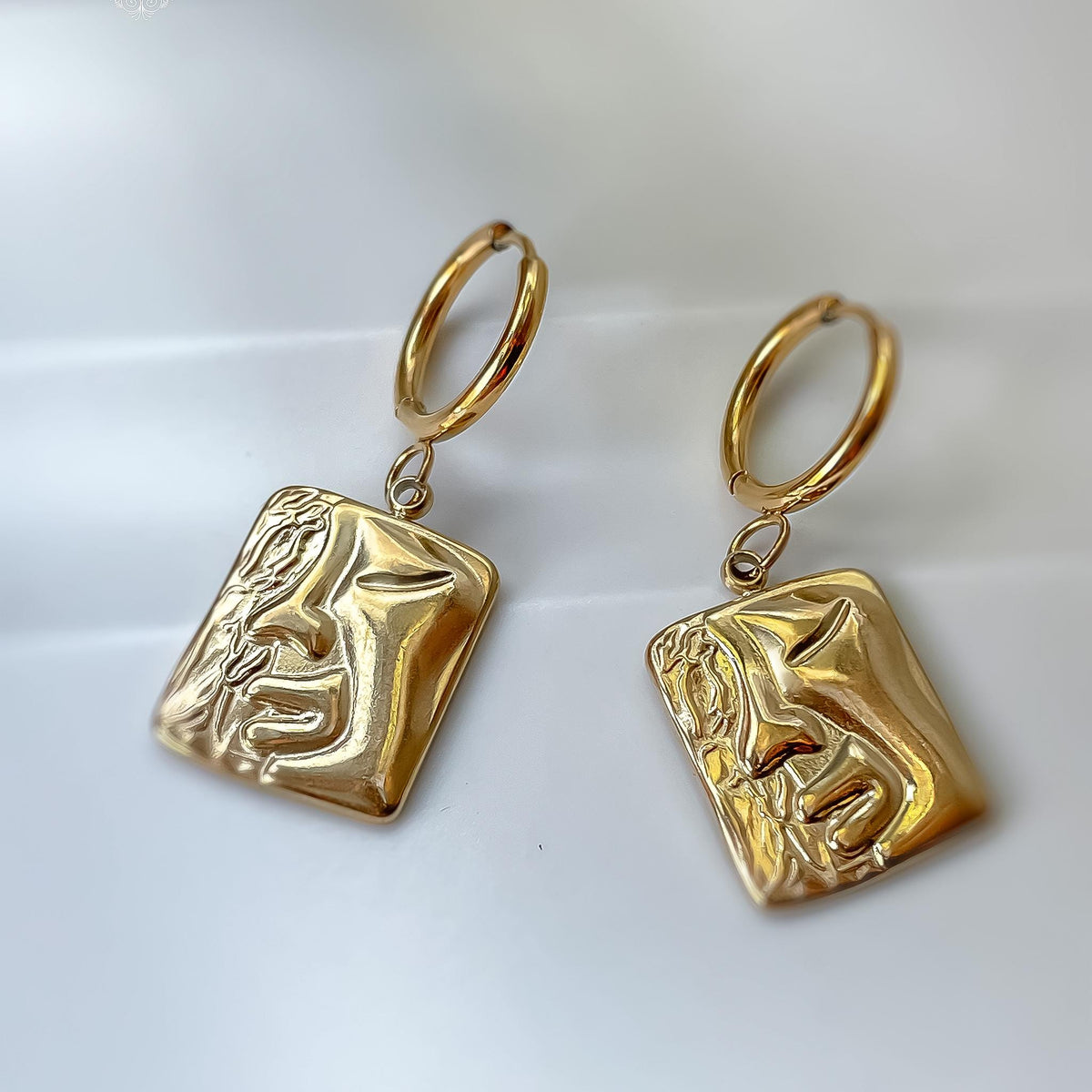 Abstract Gold Face Earrings