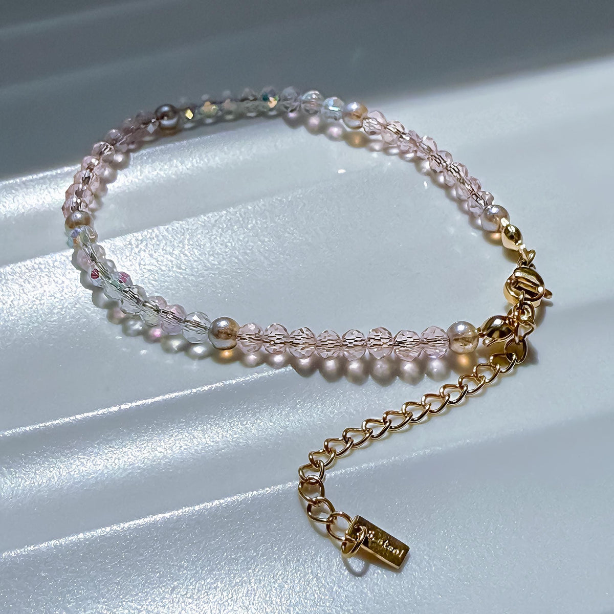 Pink Crystal Beaded Bracelet