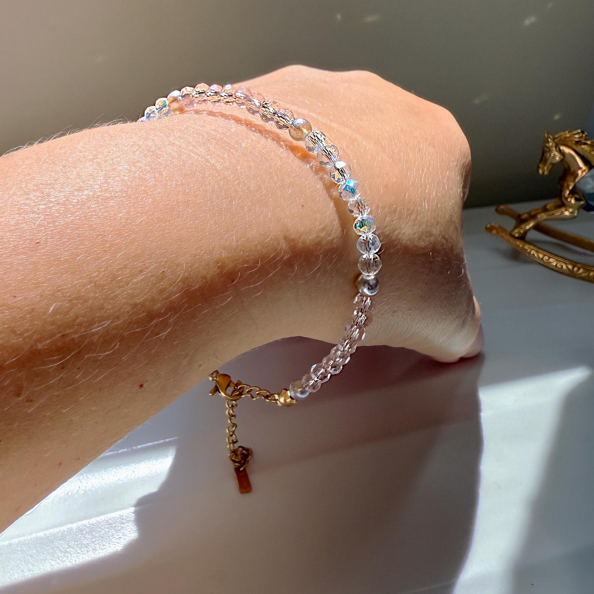 Pink Crystal Beaded Bracelet