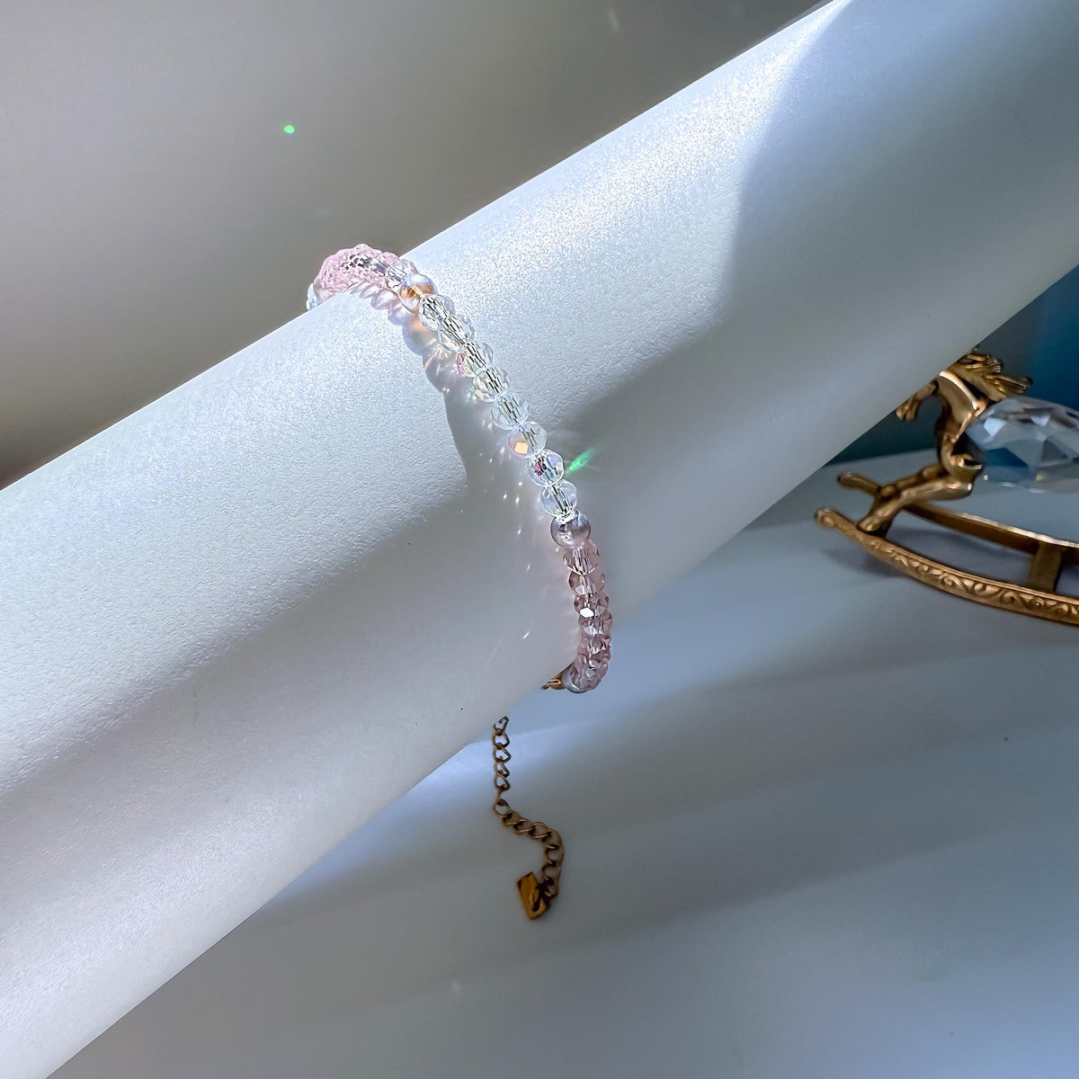 Pink Crystal Beaded Bracelet