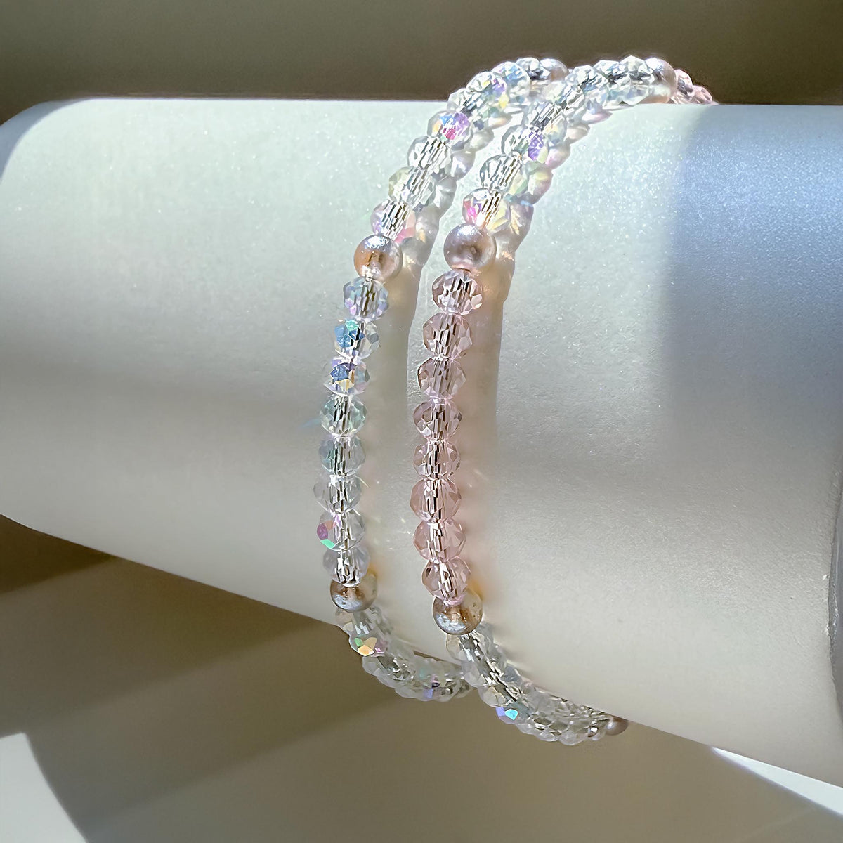 Pink Crystal Beaded Bracelet