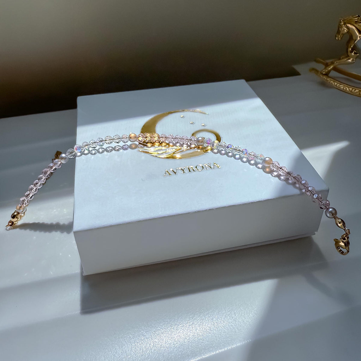 Pink Crystal Beaded Bracelet