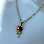 Red Enamel Heart Necklace with Cubic Zirconia