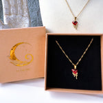 Red Enamel Heart Necklace with Cubic Zirconia