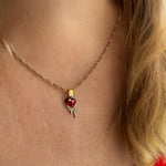 Red Enamel Heart Necklace with Cubic Zirconia