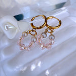 Pink Crystal Huggie Hoop Earrings
